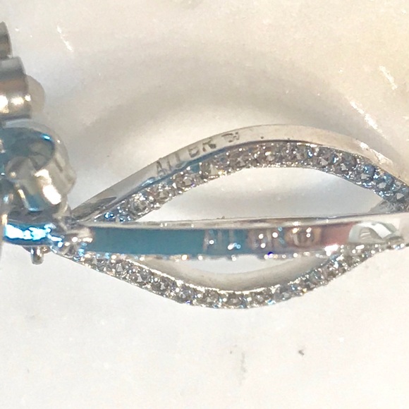 Teardrop Post CZ’s Set in Silver Earrings - Picture 7 of 8